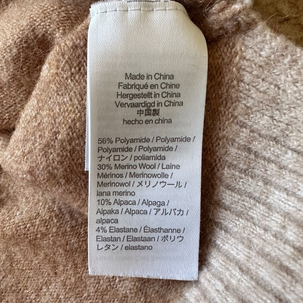 J.Crew Womens XL Oversized Alpaca Wool Turtleneck Sweater Stripe Neutral Cozy - Picture 14 of 15